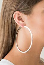 Load image into Gallery viewer, Paparazzi Earring -Size Them Up - Silver Textured Hoop Earring