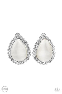 Paparazzi Earring - Downright Demure - White Clip-On