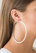 Paparazzi Earring -Size Them Up - Silver Textured Hoop Earring