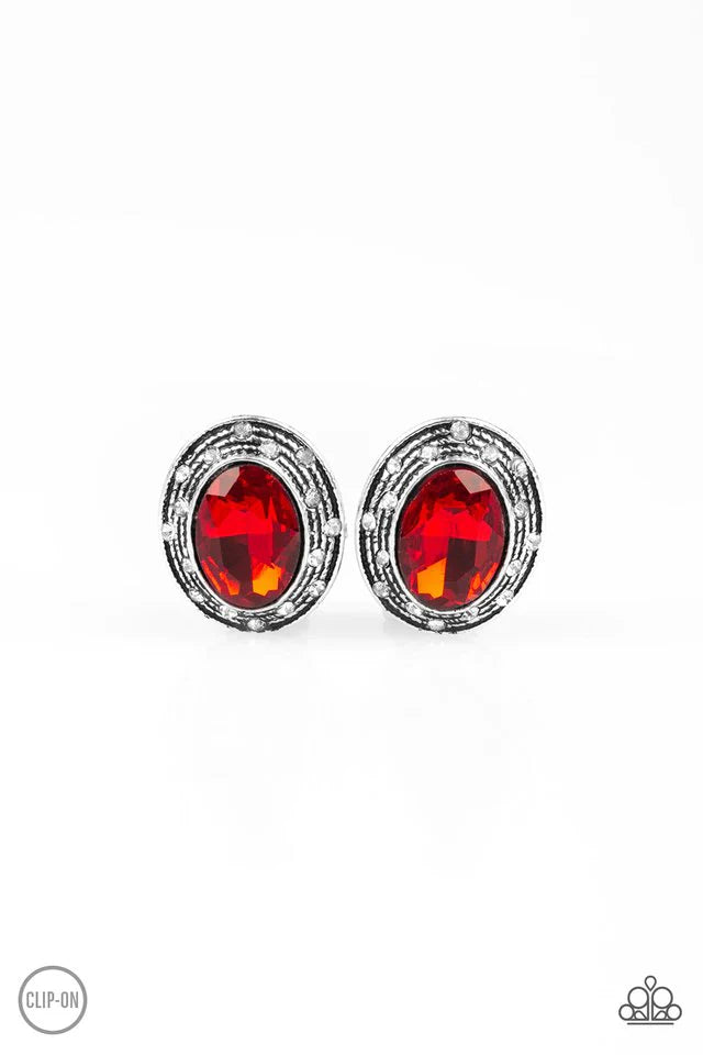 Paparazzi Earring - East Side Etiquette - Red Clip-On