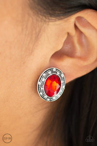 Paparazzi Earring - East Side Etiquette - Red Clip-On