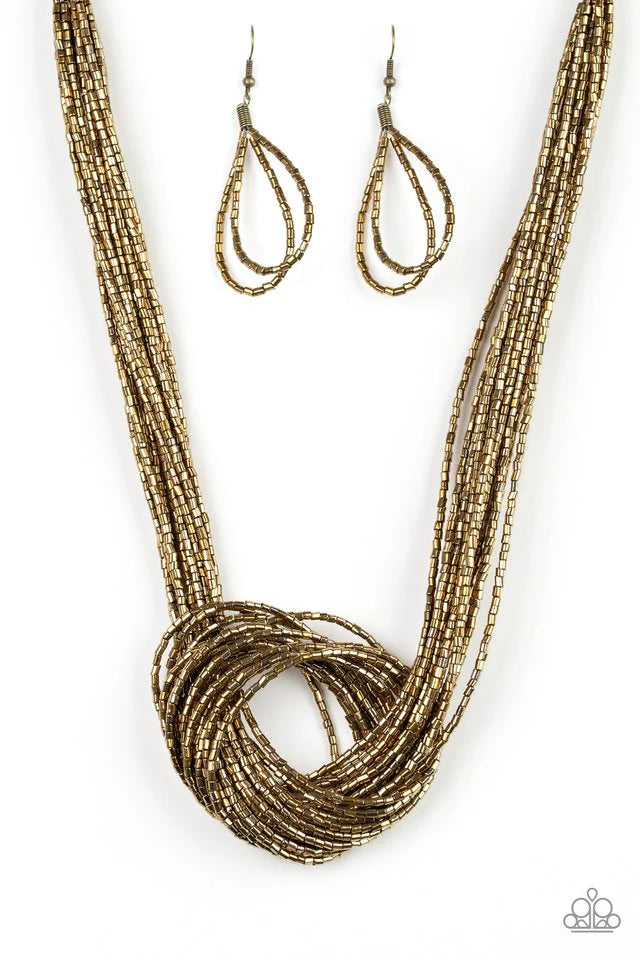 Paparazzi Necklace - Knotted Knockout - Brass