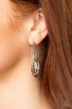 Load image into Gallery viewer, Paparazzi Earring -Twisted Tango - Silver Hoop Earring
