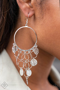 Paparazzi Earring -All CHIME High - Silver