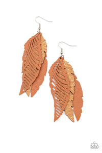 Paparazzi Earring - WINGING Off The Hook - Brown
