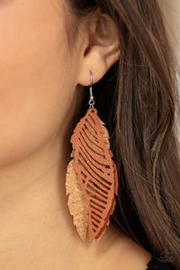 Paparazzi Earring - WINGING Off The Hook - Brown