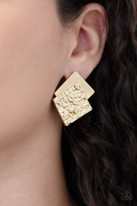 Paparazzi Earring - Square With Style - Gold