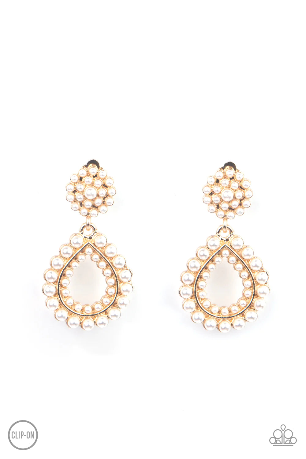 Paparazzi Earring - Discerning Droplets - Gold Clip-On