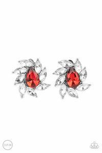 Paparazzi Earring - Sophisticated Swirl - Red Clip-On