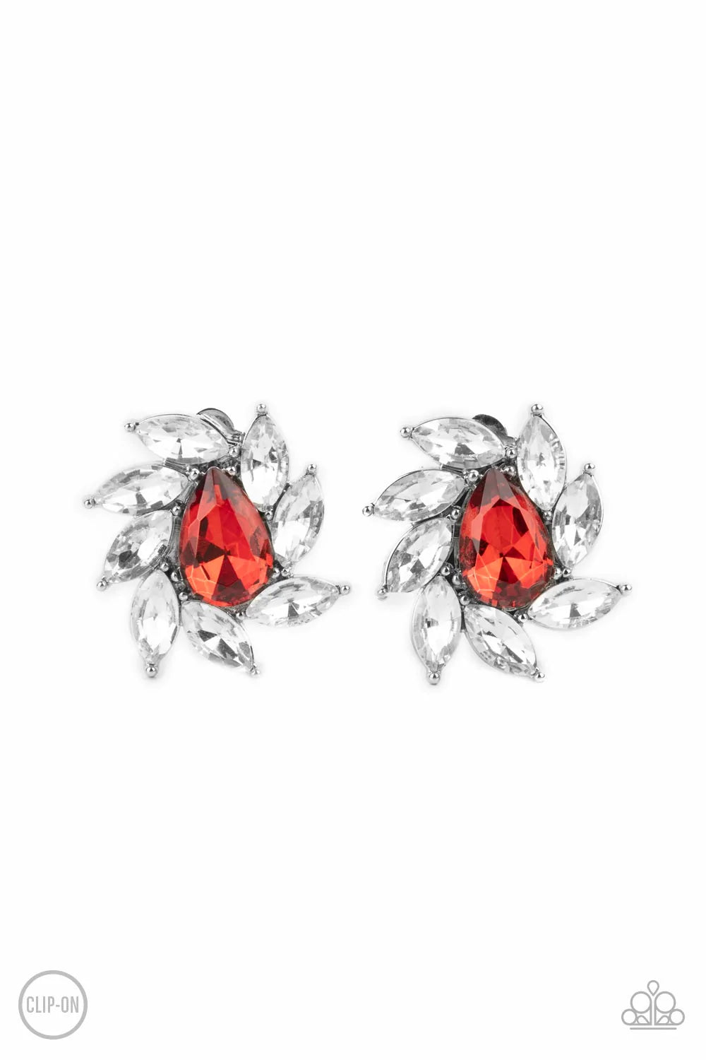 Paparazzi Earring - Sophisticated Swirl - Red Clip-On