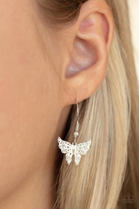 Paparazzi Necklace - Bountiful Butterflies - White