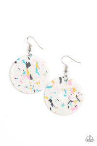 Paparazzi Earring - Tenaciously Terrazzo - White