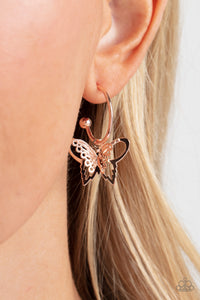 Paparazzi Earring - Butterfly Freestyle - Rose Gold