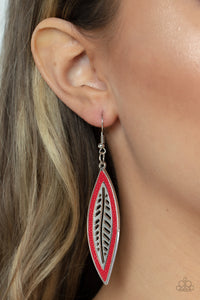 Paparazzi Earring - Leather Lagoon - Red