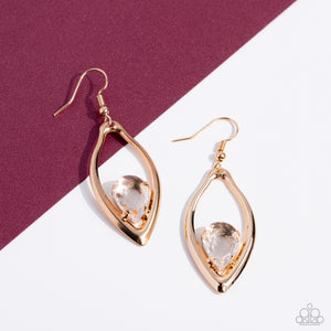 Paparazzi Earring - Beautifully Bejeweled - Gold