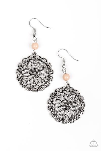 Paparazzi Earring -Full Floral - Brown