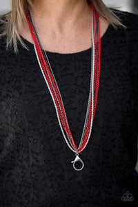 Paparazzi Necklace - Colorful Calamity - Red Lanyard