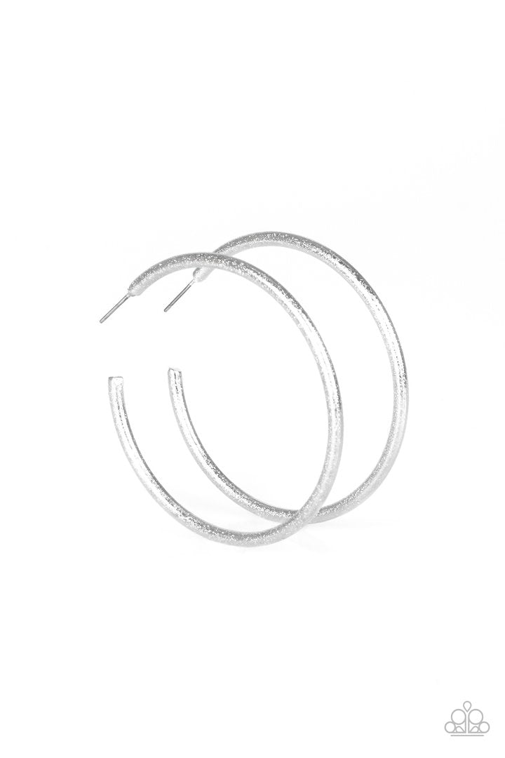 Paparazzi Earring -Double or Nothing - Silver Textured Hoop Earring